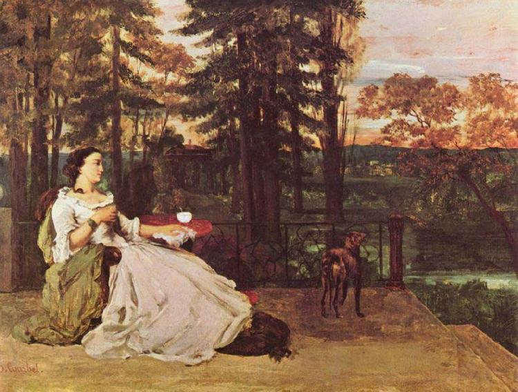 Courbet, Gustave Dame auf der Terrasse (Le dame de Francfort) oil painting picture